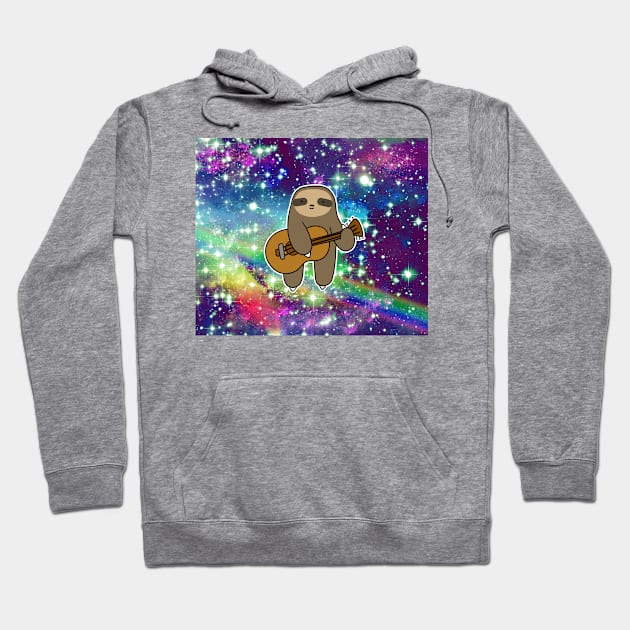 Guitar Sloth Rainbow Space Hoodie by saradaboru